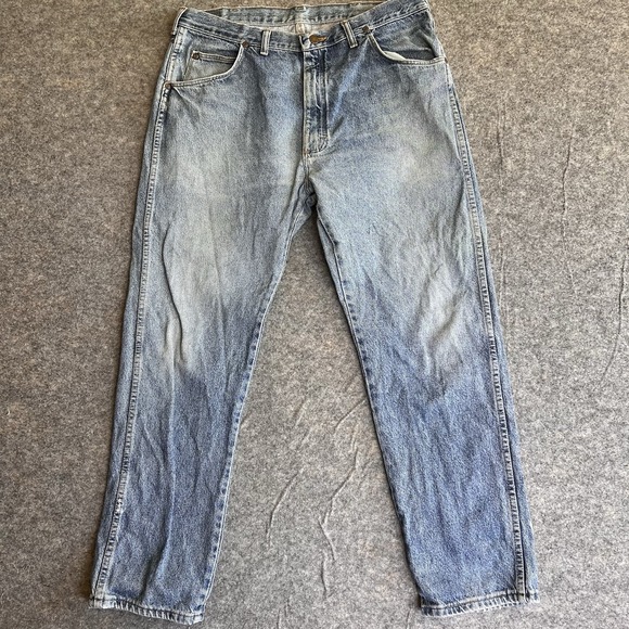 VTG Wrangler Jeans Mens 38x30 USA Blue Straight Denim Cowboy Western Y2K READ‎ - Picture 3 of 11